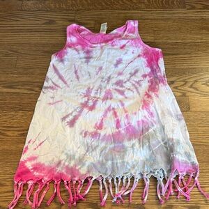 Kavio Pink Tie-Dye Fringe Kids Top Size 6X